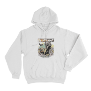 Floral Mandalorian And Grogu Unisex Hoodie White