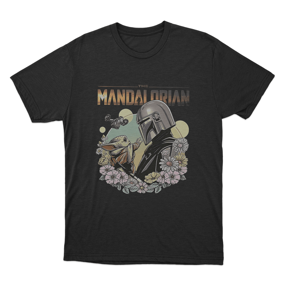 Floral Mandalorian And Grogu Unisex T Shirt Black Floral Mandalorian And Grogu Unisex T Shirt Black