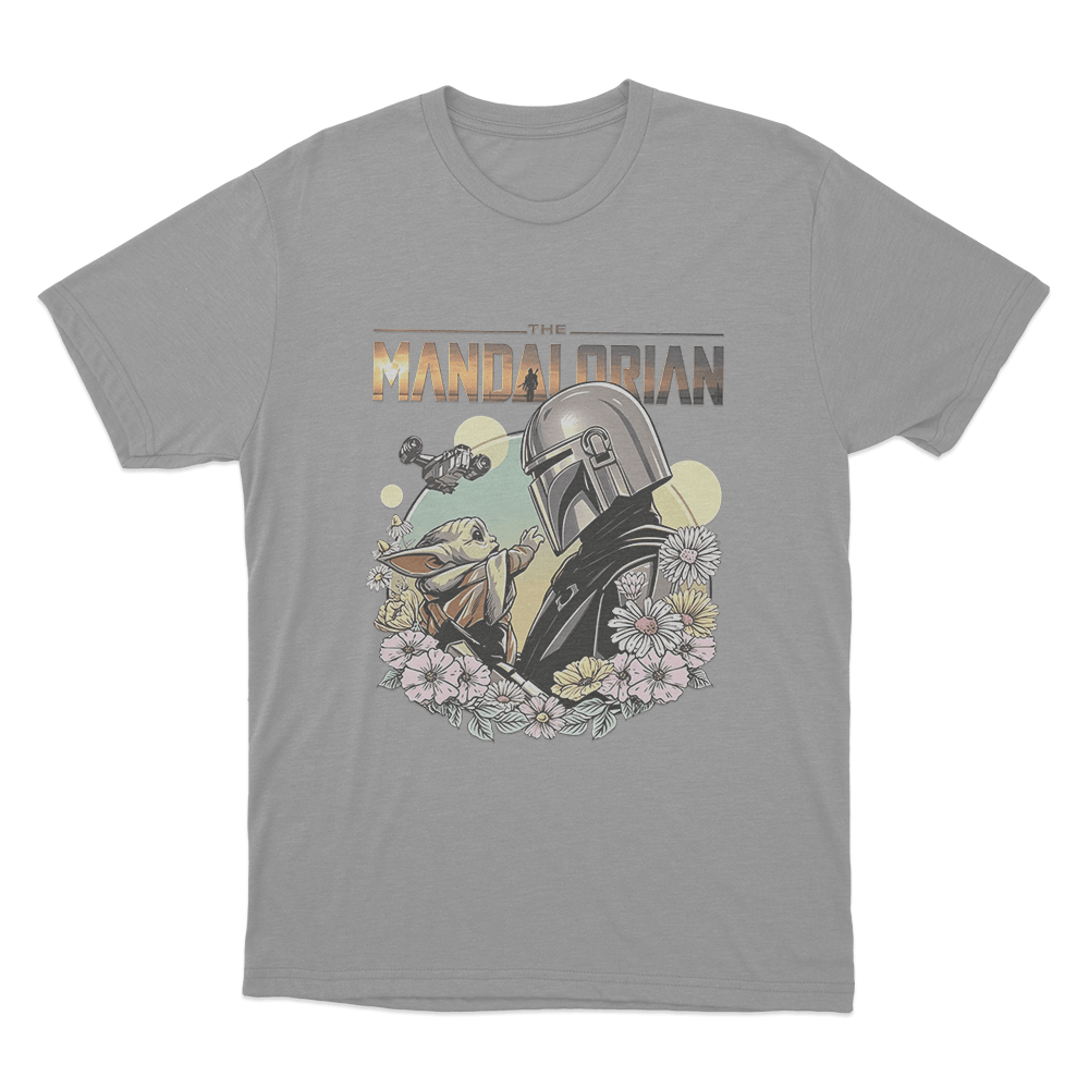 Floral Mandalorian And Grogu Unisex T Shirt Grey Floral Mandalorian And Grogu Unisex T Shirt Grey