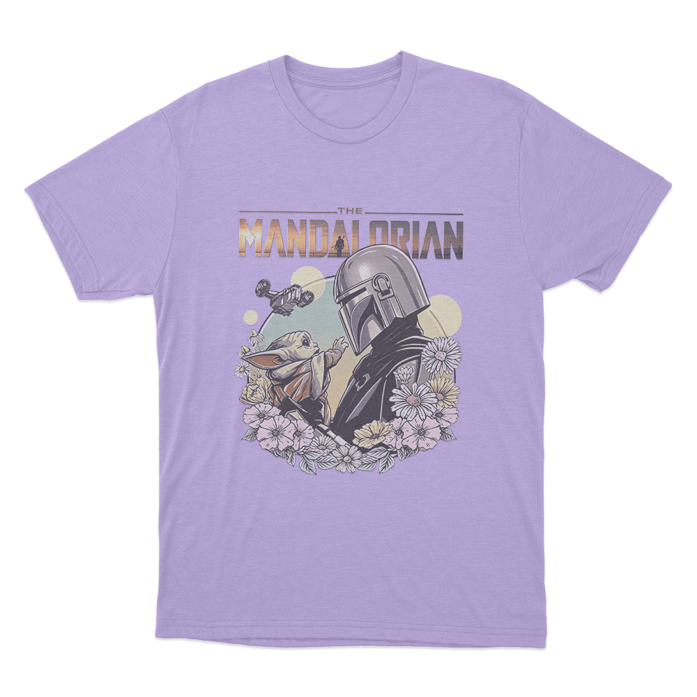 Floral Mandalorian And Grogu Unisex T Shirt Purple Floral Mandalorian And Grogu Unisex T Shirt Purple