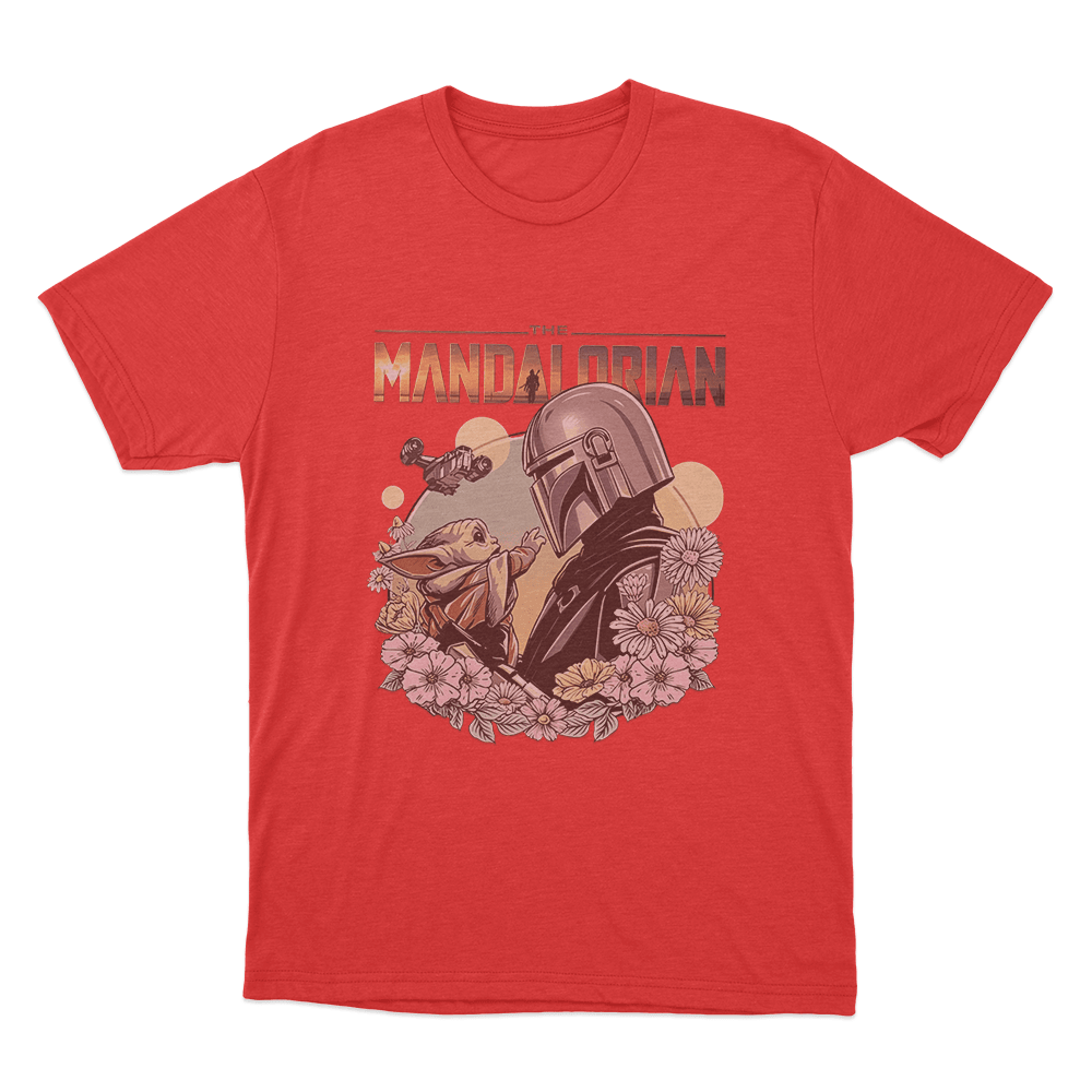 Floral Mandalorian And Grogu Unisex T Shirt Red Floral Mandalorian And Grogu Unisex T Shirt Red