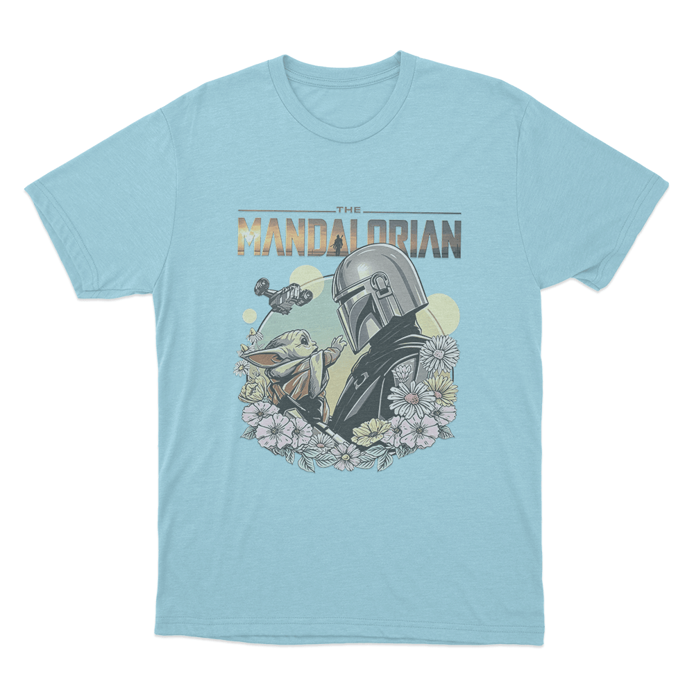 Floral Mandalorian And Grogu Unisex T Shirt Sky Blue Floral Mandalorian And Grogu Unisex T Shirt Sky Blue