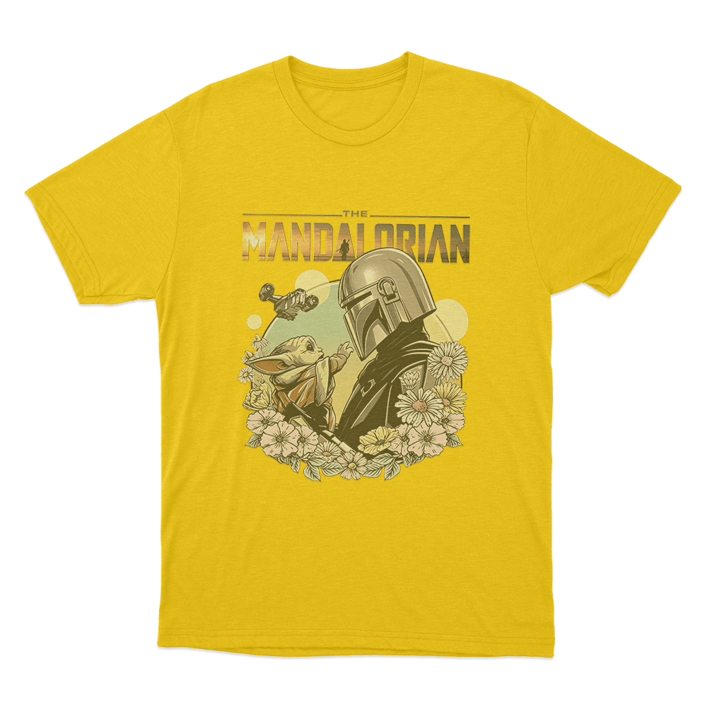 Floral Mandalorian And Grogu Unisex T Shirt Yellow Floral Mandalorian And Grogu Unisex T Shirt Yellow