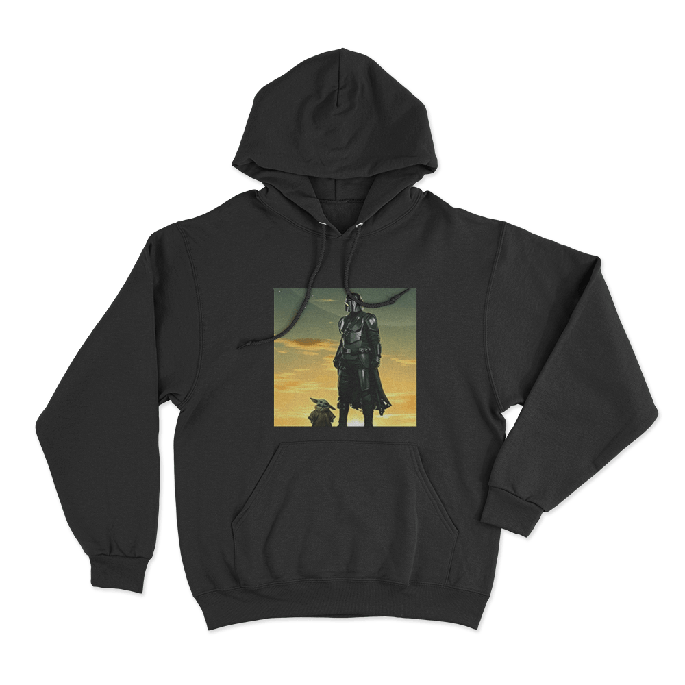 Mandalorian And Grogu Sunset Unisex Hoodie Black Mandalorian And Grogu Sunset Unisex Hoodie Black