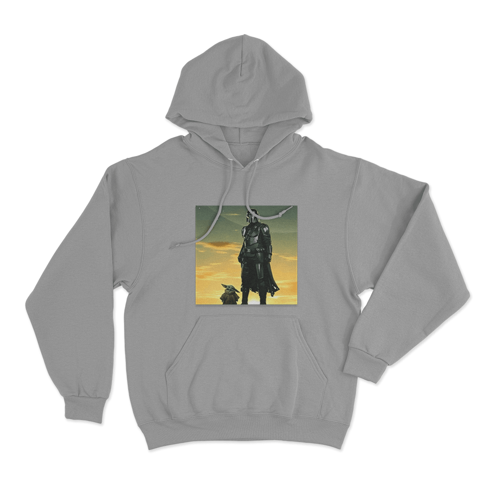 Mandalorian And Grogu Sunset Unisex Hoodie Grey Mandalorian And Grogu Sunset Unisex Hoodie Grey