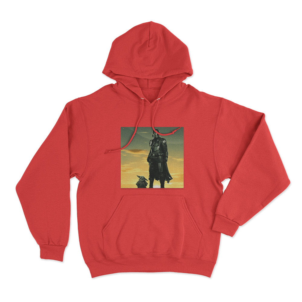 Mandalorian And Grogu Sunset Unisex Hoodie Red Mandalorian And Grogu Sunset Unisex Hoodie Red