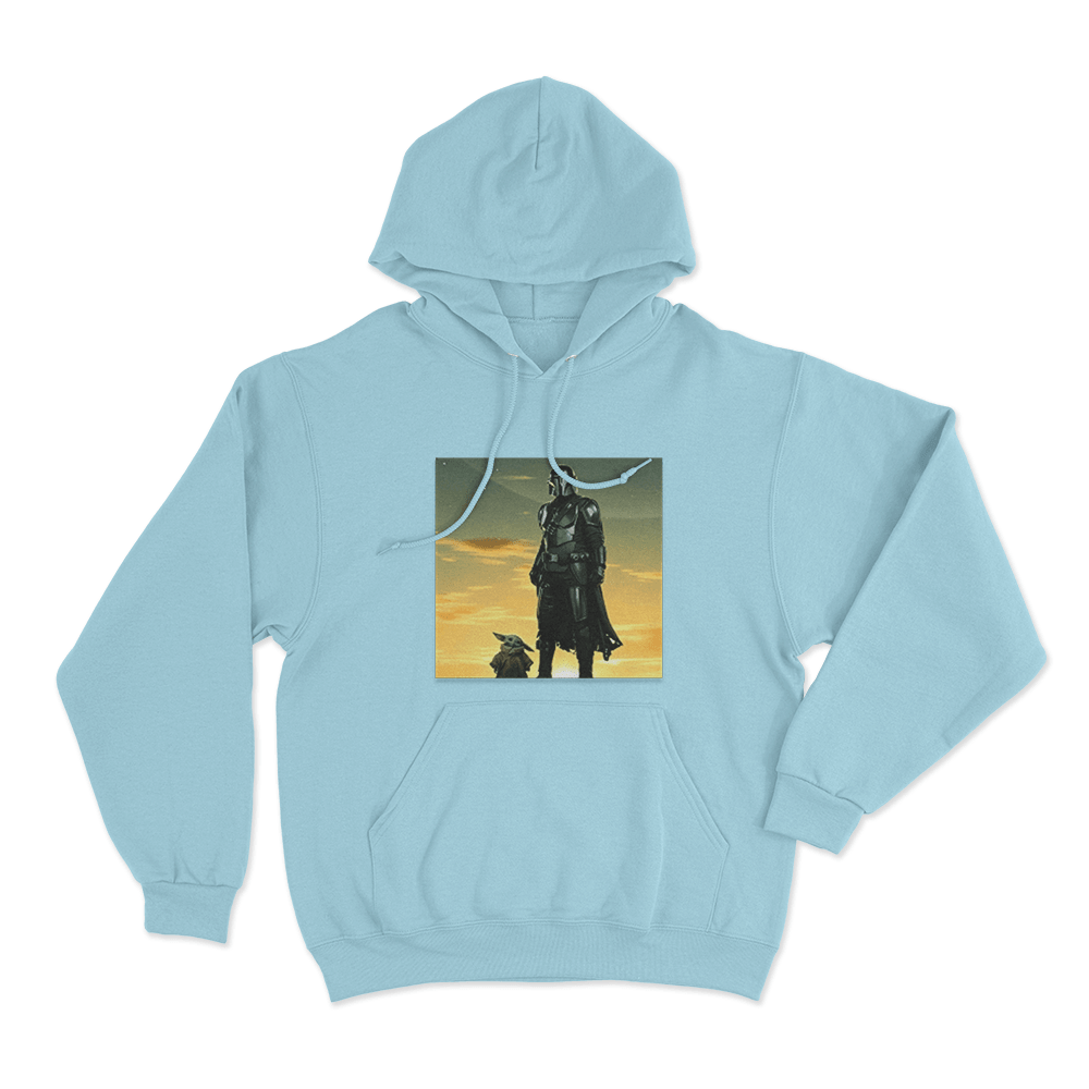 Mandalorian And Grogu Sunset Unisex Hoodie Sky Blue Mandalorian And Grogu Sunset Unisex Hoodie Sky Blue