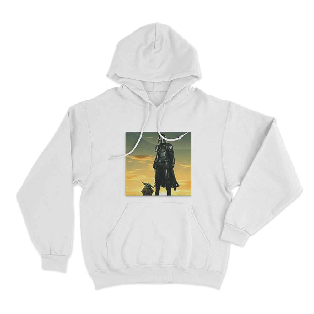Mandalorian And Grogu Sunset Unisex Hoodie White Mandalorian And Grogu Sunset Unisex Hoodie White