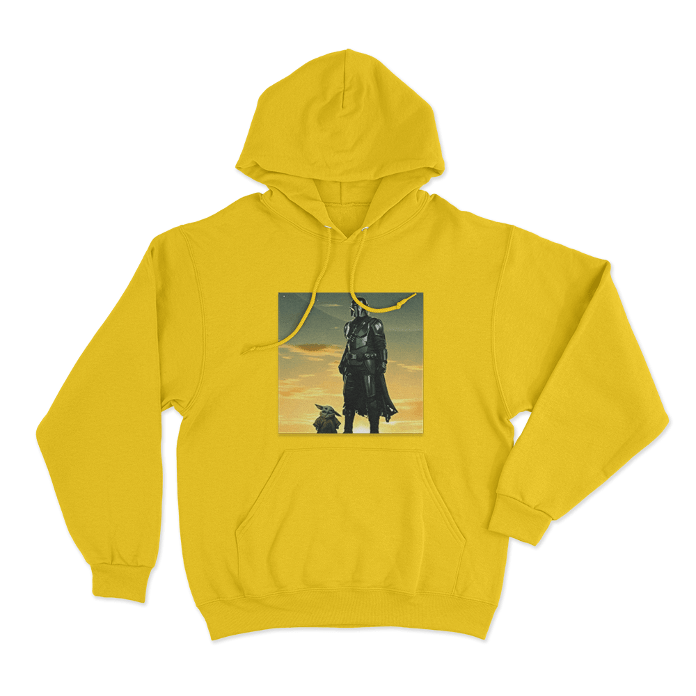 Mandalorian And Grogu Sunset Unisex Hoodie Yellow Mandalorian And Grogu Sunset Unisex Hoodie Yellow