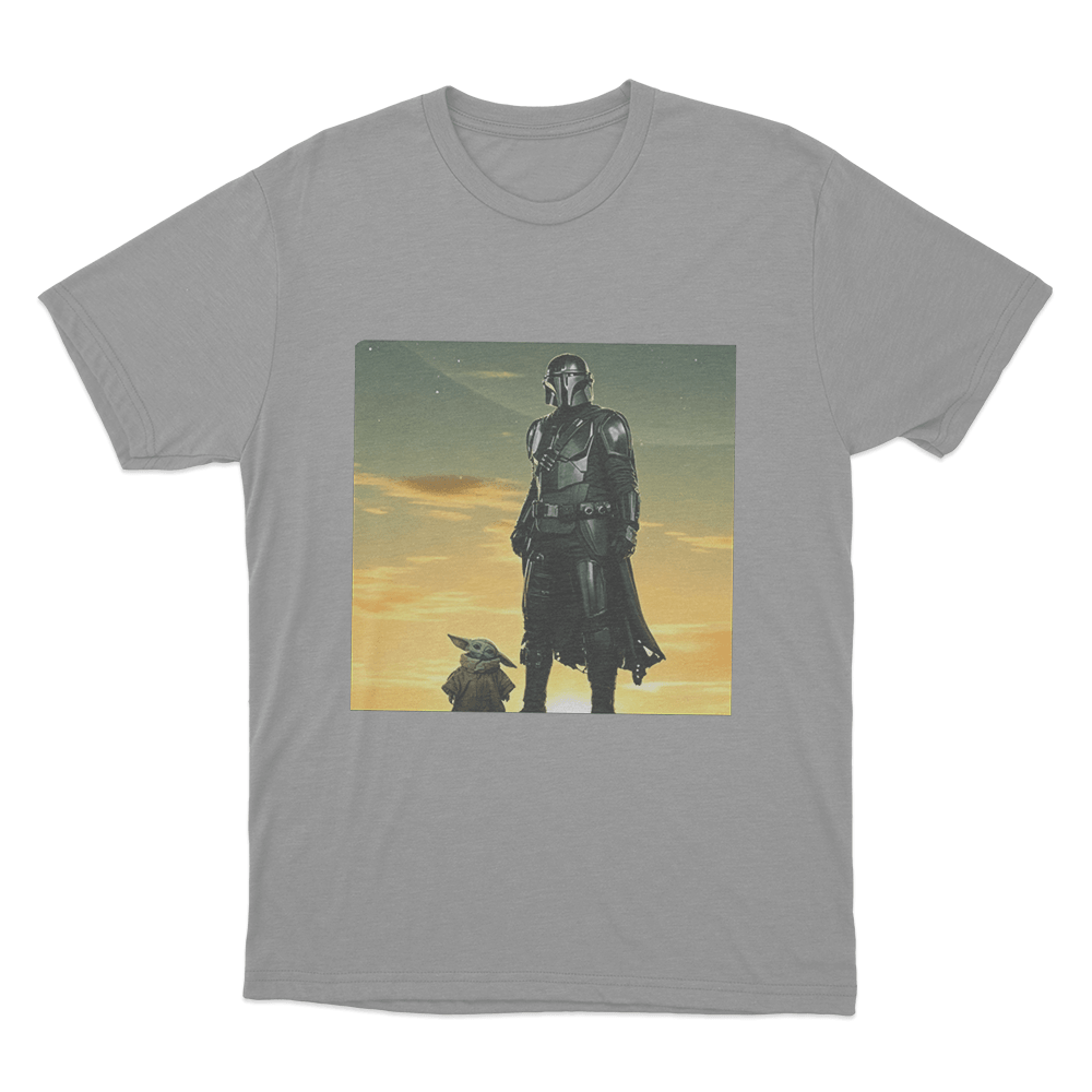 Mandalorian And Grogu Sunset Unisex T Shirt Grey Mandalorian And Grogu Sunset Unisex T Shirt Grey