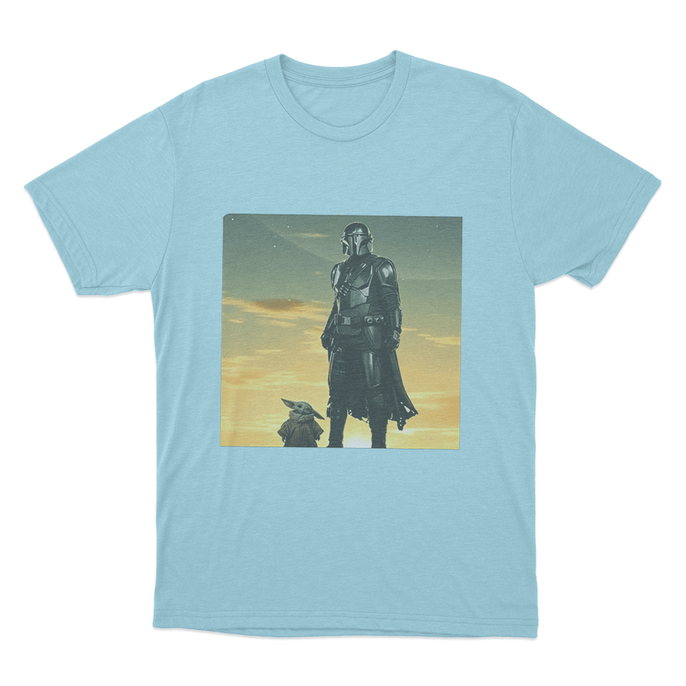 Mandalorian And Grogu Sunset Unisex T Shirt Sky Blue Mandalorian And Grogu Sunset Unisex T Shirt Sky Blue