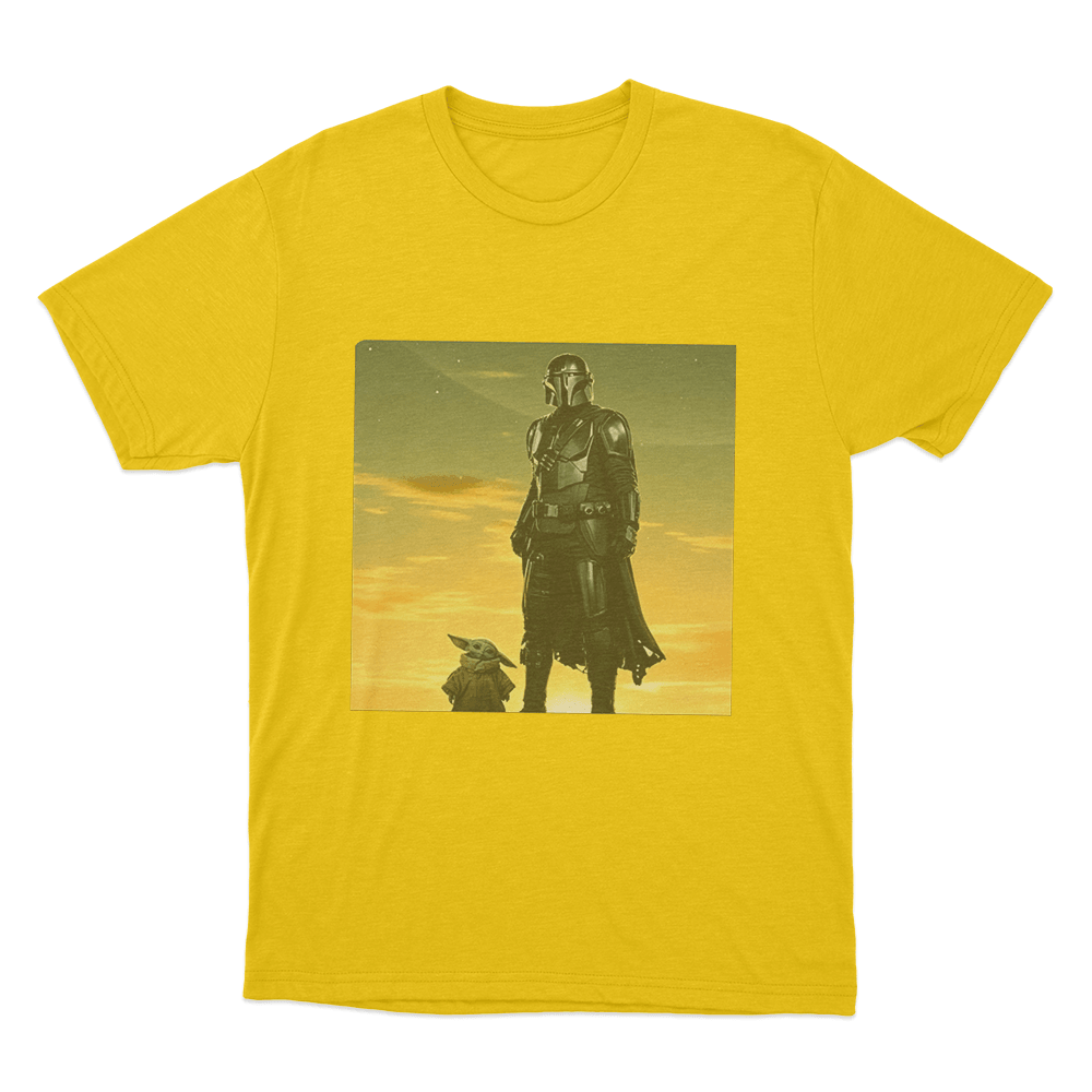 Mandalorian And Grogu Sunset Unisex T Shirt Yellow Mandalorian And Grogu Sunset Unisex T Shirt Yellow
