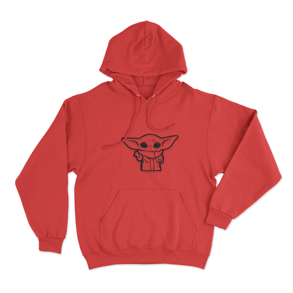 Simple Grogu Sketch Unisex Hoodie Red Simple Grogu Sketch Unisex Hoodie Red