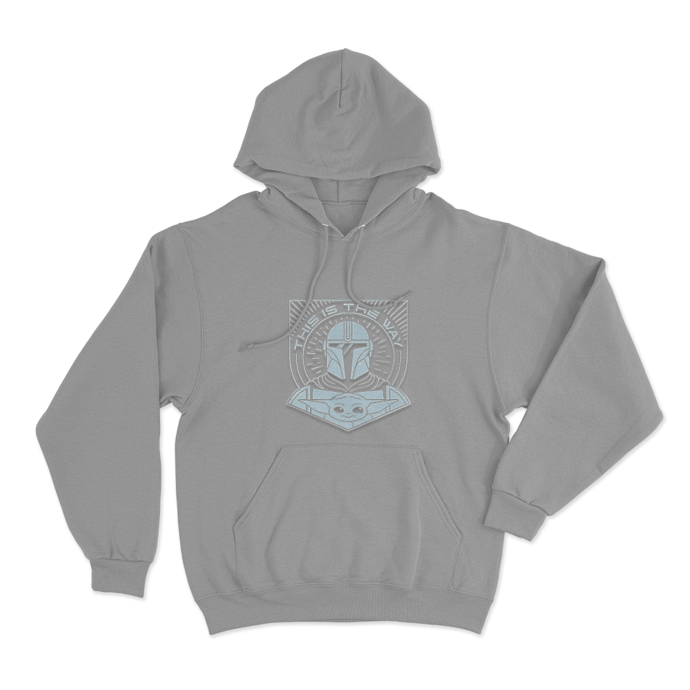 This Is The Way Mandalorian And Grogu Emblem Unisex Hoodie Grey This Is The Way Mandalorian And Grogu Emblem Unisex Hoodie Grey