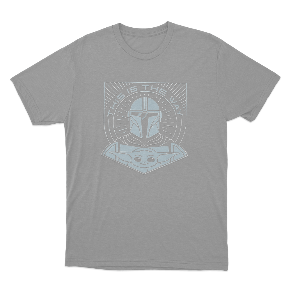 This Is The Way Mandalorian And Grogu Emblem Unisex T Shirt Grey This Is The Way Mandalorian And Grogu Emblem Unisex T Shirt Grey